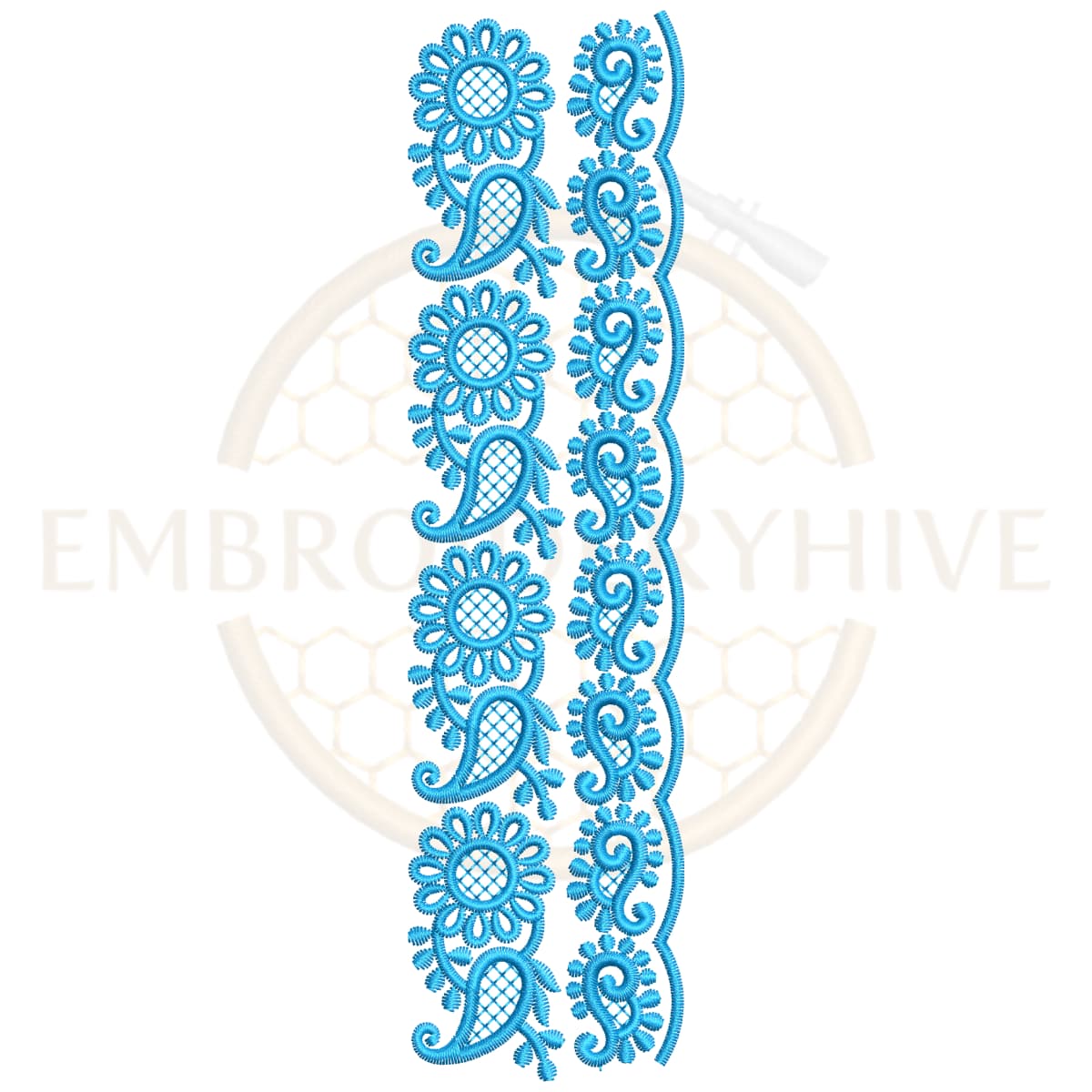 Curved Edge Border Embroidery Design(E-0196)