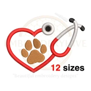 Buy Animal doctor machine embroidery design with stethoscope