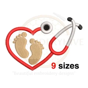 Buy Machine embroidery design of baby nurse stethoscope