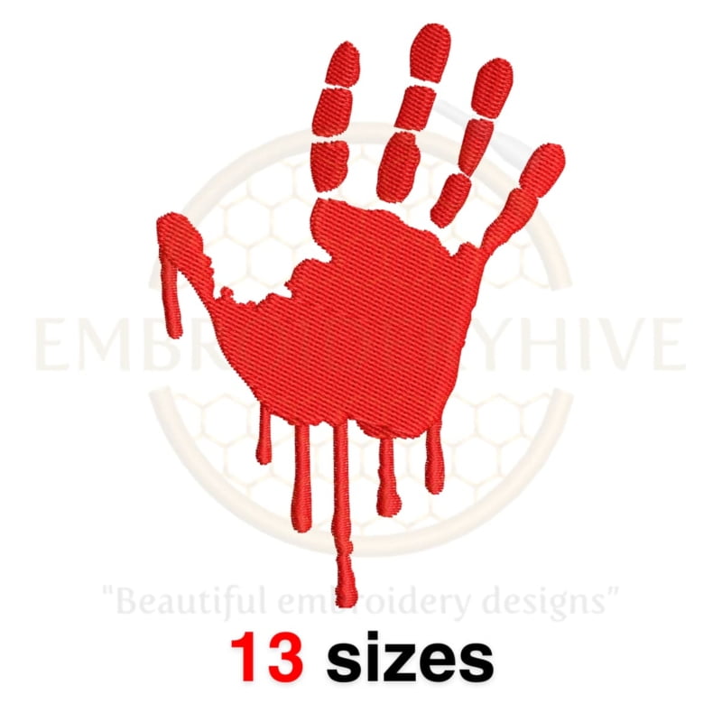 Buy Bloody hand machine embroidery design