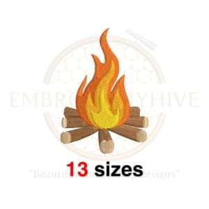 Buy Machine embroidery design of a flame silhouette