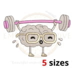 Buy Machine embroidery design of a brain lifting weights