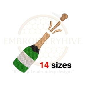 Buy Champagne bottle machine embroidery design