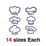 Buy Chef hat machine embroidery design set