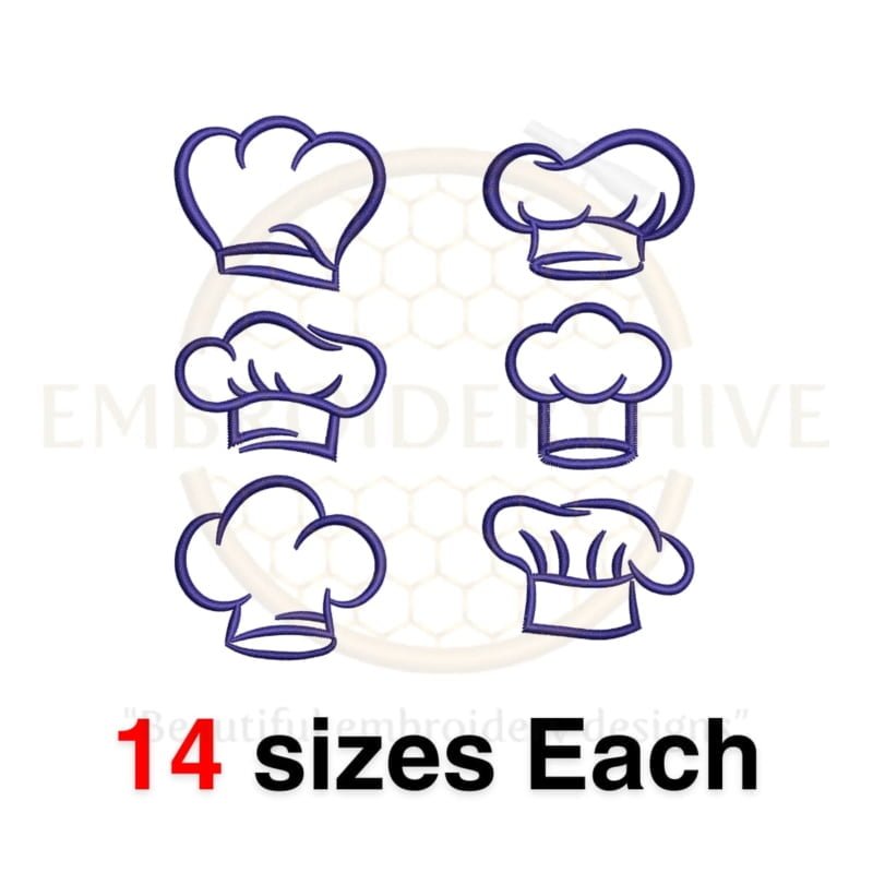 Buy Chef hat machine embroidery design set