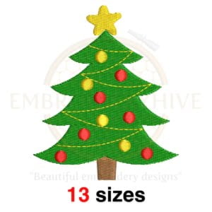 Buy Christmas tree machine embroidery design