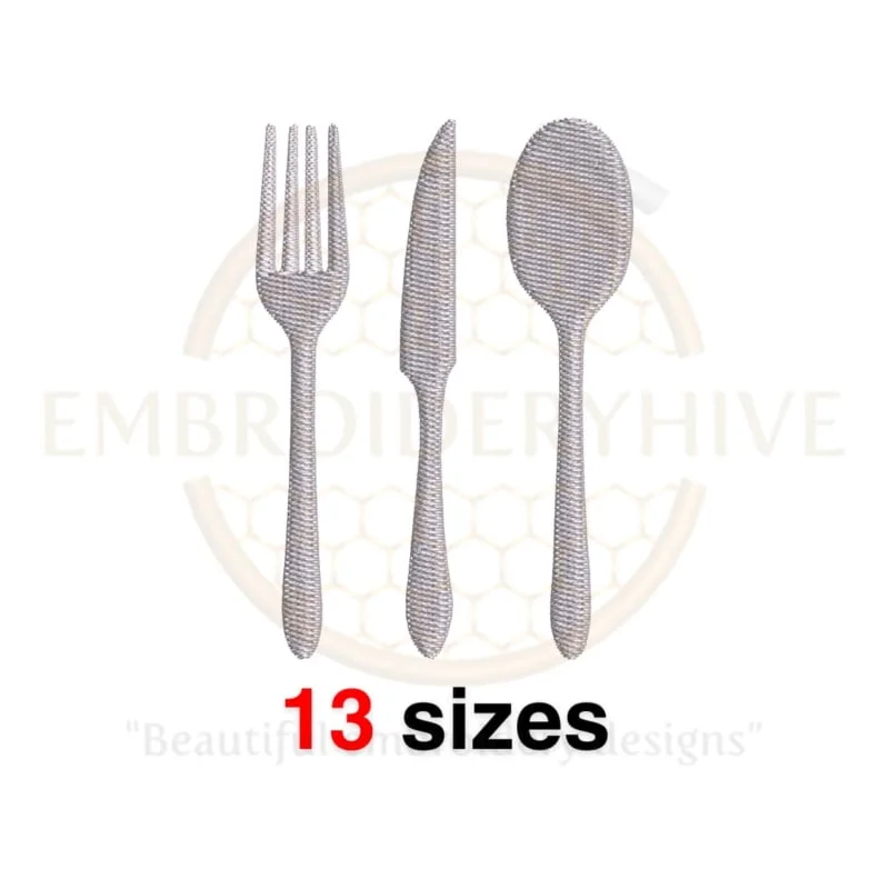 Buy Cutlery Fork Knife Spoon machine embroidery design