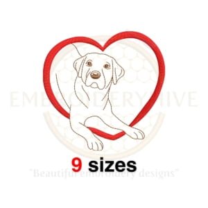 Buy Dog with heart machine embroidery design