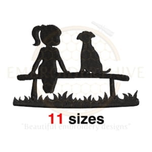 Buy Girl and dog machine embroidery design