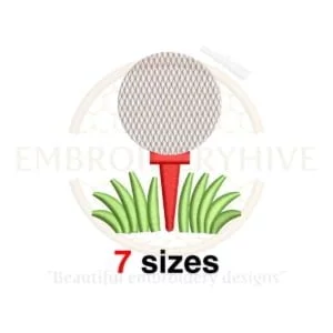 Buy Golf ball on tee machine embroidery design