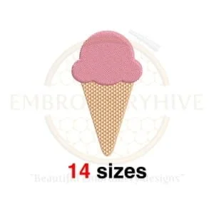 Ice cream cone machine embroidery design