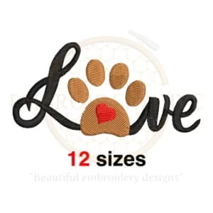 Buy Love Dog Paw Machine embroidery design