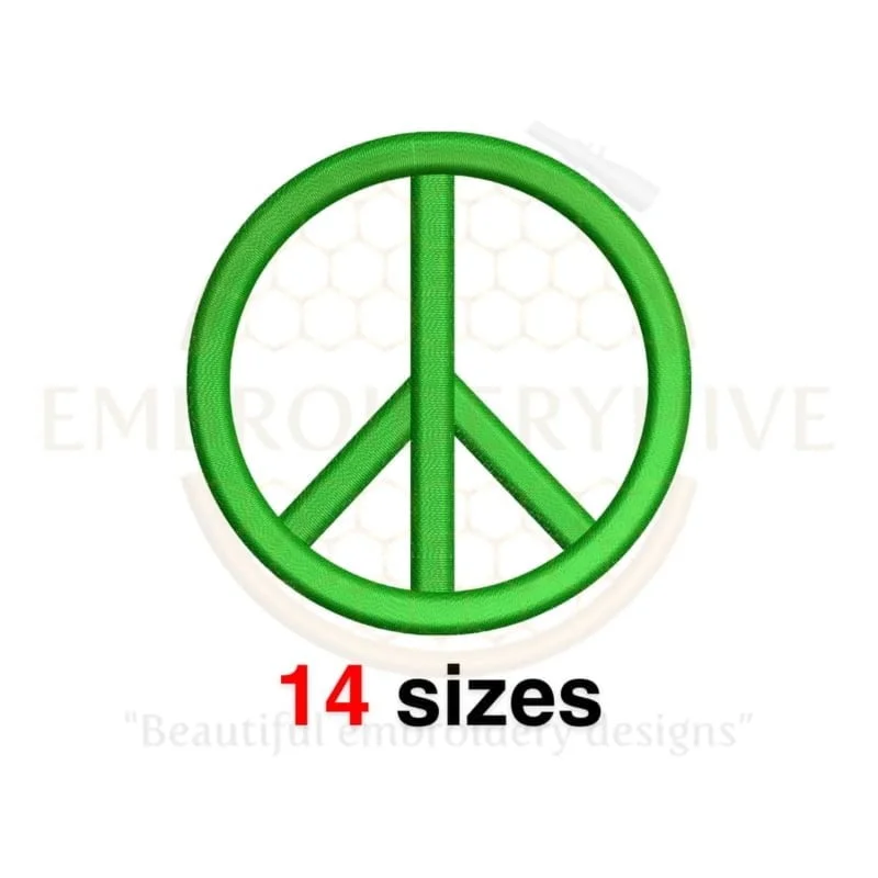 Buy Peace Sign machine embroidery design