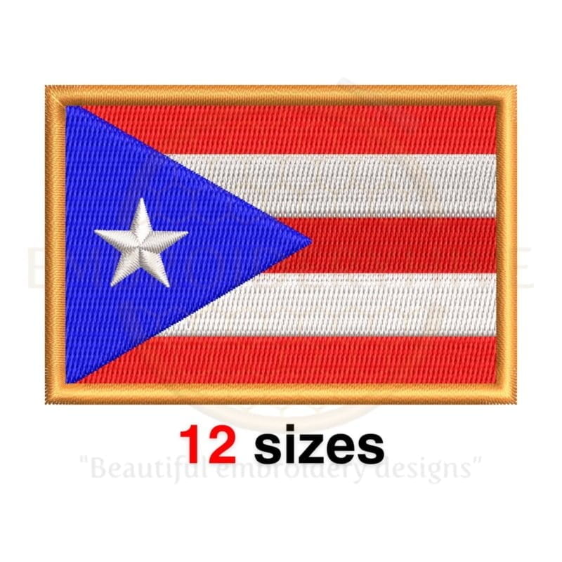 Buy Puerto Rico flag machine embroidery design