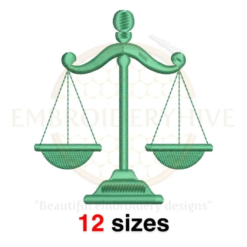 Buy Scales of Justice machine embroidery design