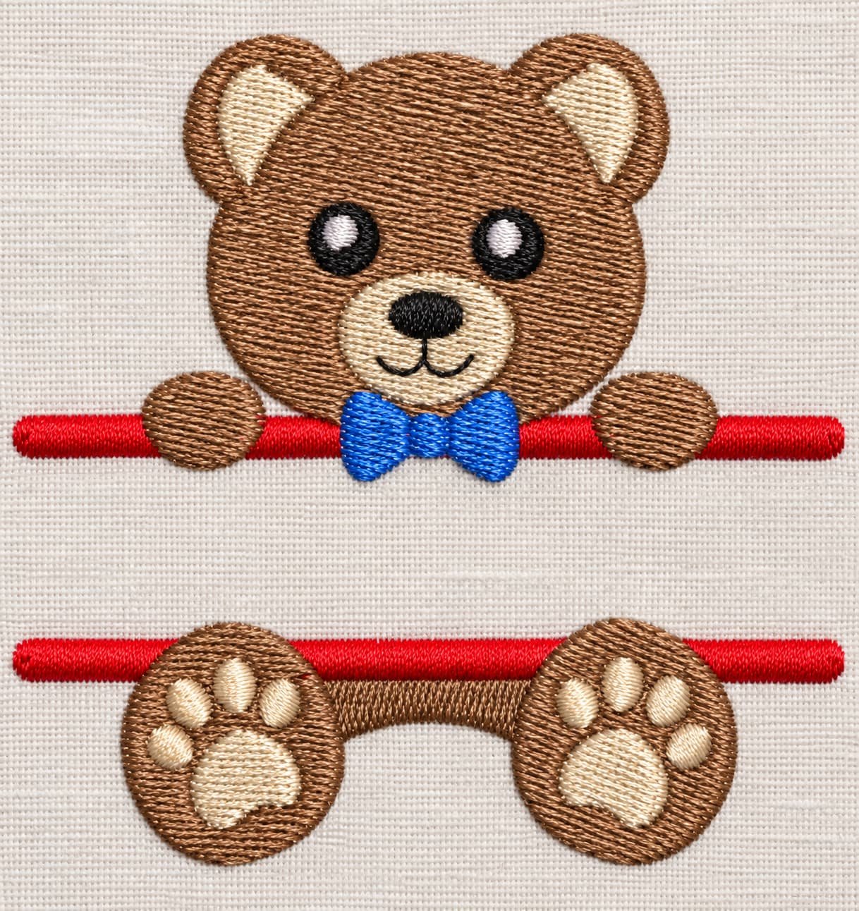 Split Teddy Bear Embroidery Design - Image 3