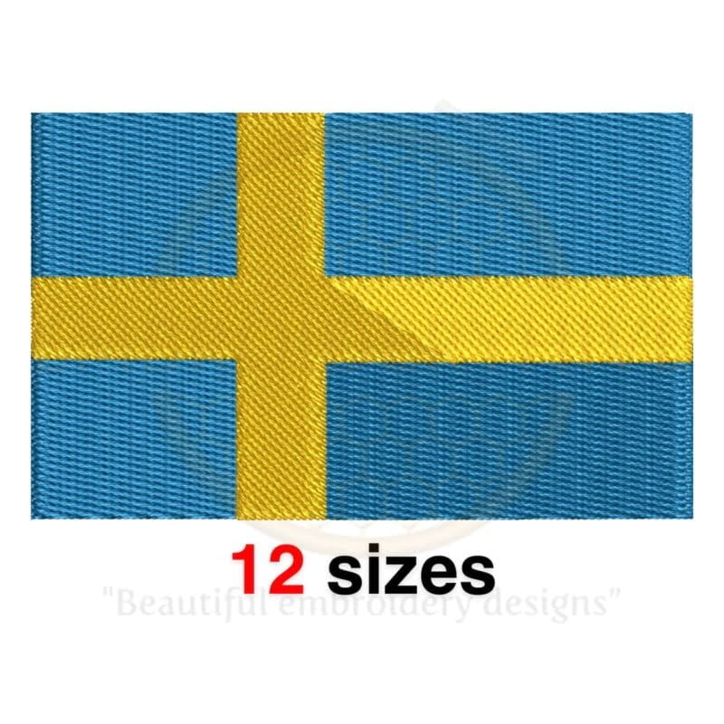 Buy Sweden flag machine embroidery design