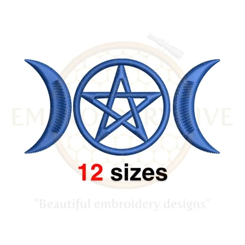 Buy Triple Moon Pentacle machine embroidery design