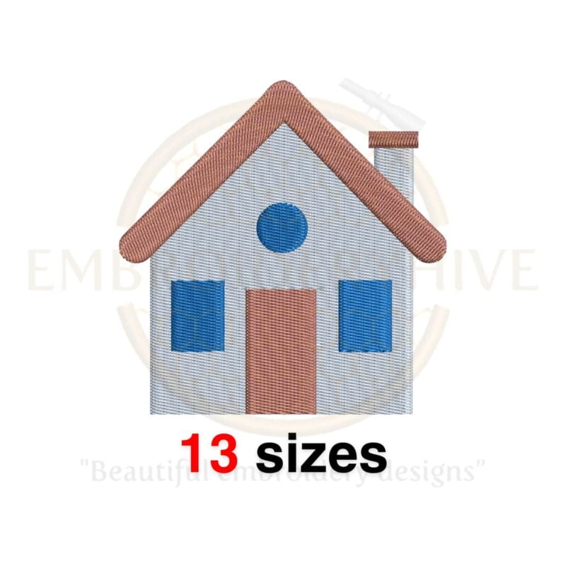 House silhouette embroidery design in 13 sizes, ranging from 1.5 to 7.5 inches for machine embroidery projects