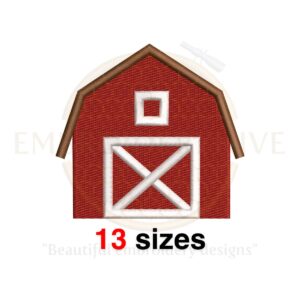 Barn silhouette machine embroidery design in various sizes for machine embroidery