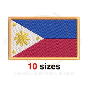 Filipino flag embroidery design in 10 sizes, from 3 to 7.5 inches wide, perfect for patriotic and cultural projects.