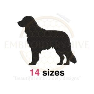 English Setter silhouette embroidery design, available in 14 sizes, perfect for pet and dog-themed projects.