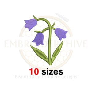 Bluebells embroidery design featuring a bluebells silhouette in 10 sizes from 1.5 to 6 inches in height, perfect for floral-inspired embroidery projects.