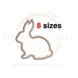 Bunny outline embroidery design featuring an Easter Bunny, available in 8 sizes, perfect for Easter-themed projects.