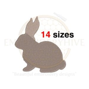 Bunny embroidery design featuring an Easter Rabbit silhouette, available in 14 sizes, perfect for Easter-themed projects.