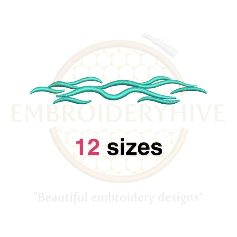 Sea waves embroidery design in 12 sizes, ideal for nature-inspired embroidery projects.