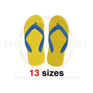 Flip Flops embroidery design in 13 sizes, perfect for summer-themed embroidery projects. Available in multiple formats for machine embroidery.