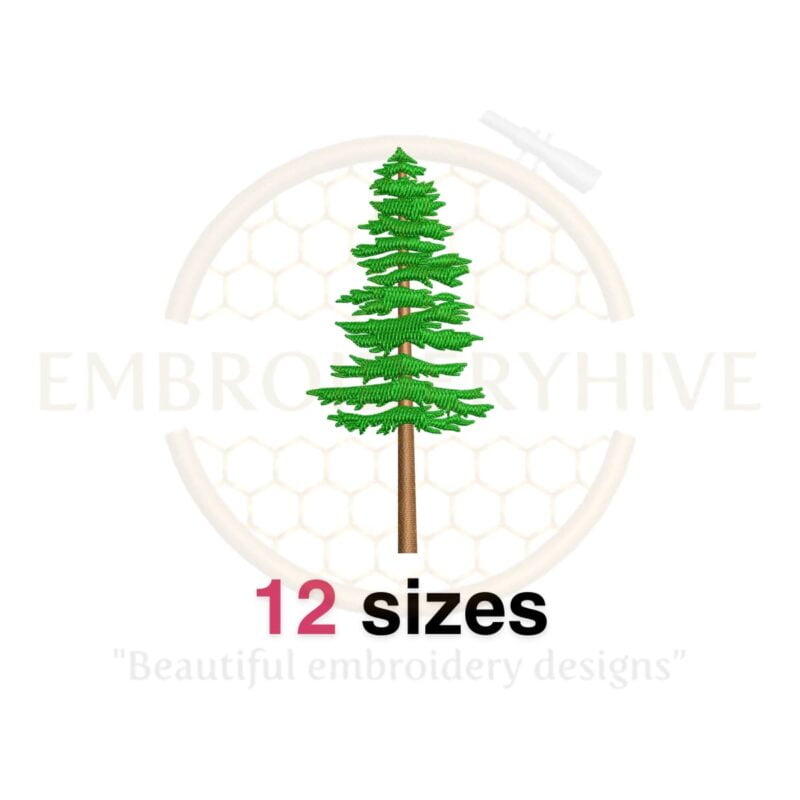 Tree embroidery design in 12 sizes, perfect for nature-themed embroidery projects.