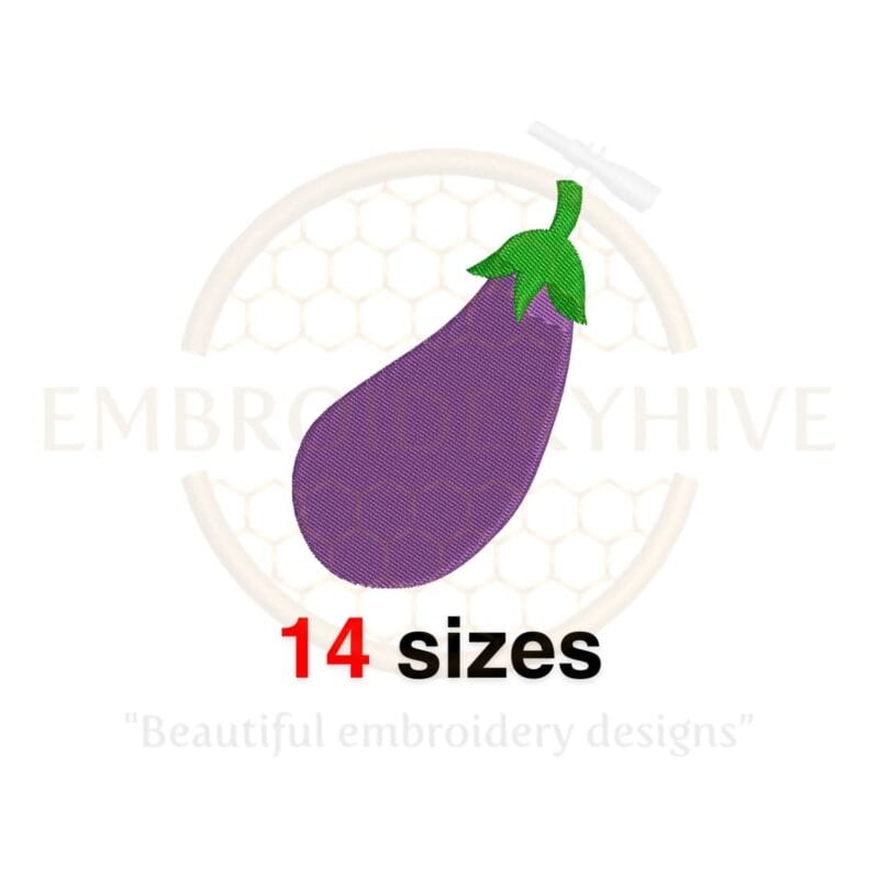 Eggplant Embroidery Design - 14 Sizes in Machine Embroidery, from Mini to Full, Vegetable Theme