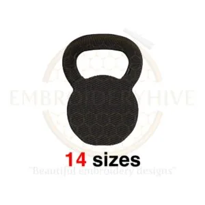 Kettlebell Embroidery Design - 14 Sizes from 1 to 7.5 Inches - Machine Embroidery Weightlifting Barbell