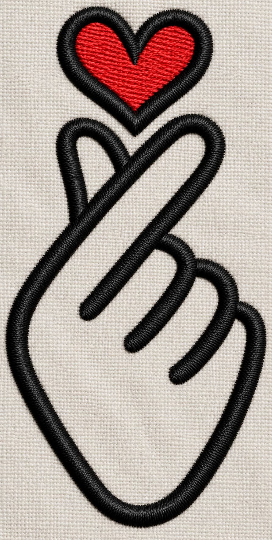 Korean Love sign Embroidery Design - Image 3
