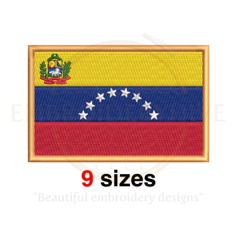 Venezuela Flag Embroidery Design - Mini Silhouette for Machine Embroidery