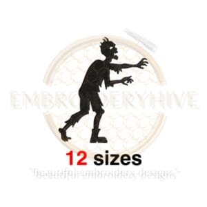 Zombie Embroidery Design - Mini Zombie - Filled Stitch - Halloween