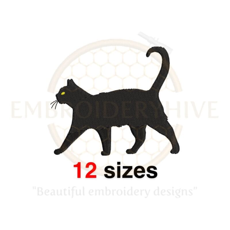 Cat Embroidery Design - Mini Cat - Machine Embroidery - Fill Stitch