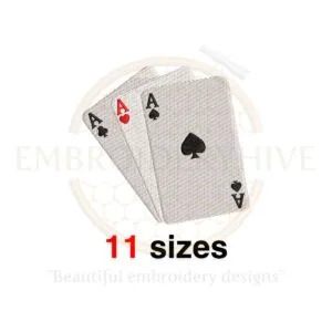 Cards Embroidery Design - Card Suits Silhouette - 11 Sizes from 2.5 to 7.5 Inches