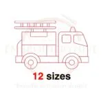 Fire Truck Machine Embroidery Design – Mini Fire Truck Outline in Bean Stitch