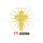 Gold Cross Embroidery Design - 11 Sizes from 2.5 to 7.5 Inches - Machine Embroidery Gold Cross