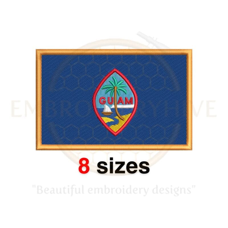 Beautifully Detailed Guam Flag Embroidery Design - Mini Guam Flag with Fill Stitch for Machine Embroidery