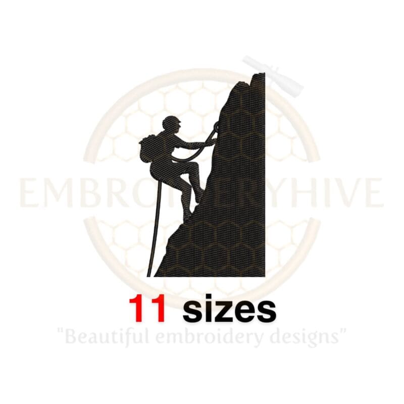 Traveler Embroidery Design - Hiker Silhouette - 11 Sizes from 2.5 to 7.5 Inches