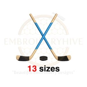 Hockey Sticks and Puck Embroidery Design | Sports Embroidery | Hockey Sticks Silhouette | Machine Embroidery Design