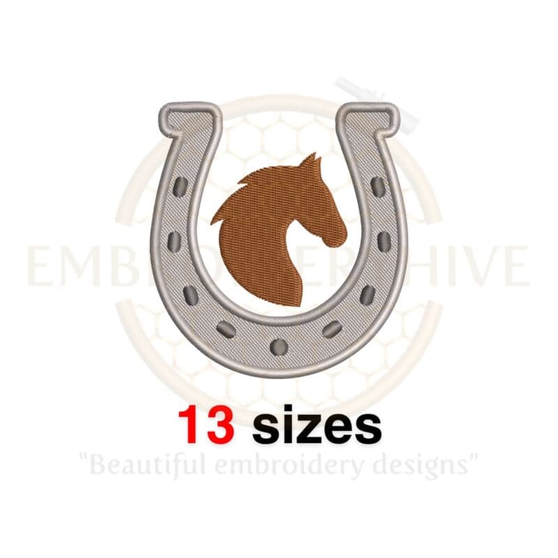 Horse Horseshoe Embroidery Design - Mini Horseshoe - Filled Stitch