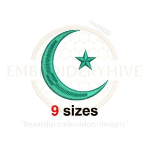 Moon Star Mini Embroidery Design - Muslim Symbol for Machine Embroidery