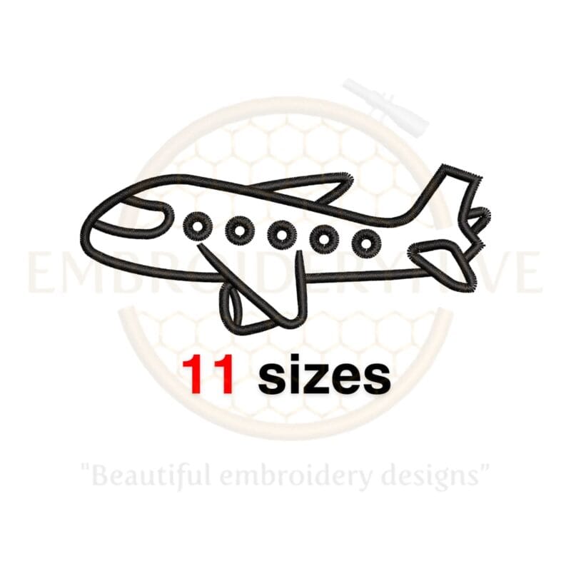 Airplane Machine Embroidery Design – Mini Airplane Fill Stitch in Multiple Sizes