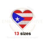 Puerto Rico Flag Heart Embroidery Design - Mini Heart Silhouette - Machine Embroidery