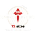 Saint James Cross Embroidery Design - Cross Silhouette and Fill Stitch for Machine Embroidery