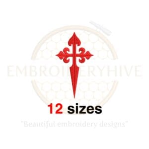 Saint James Cross Embroidery Design - Cross Silhouette and Fill Stitch for Machine Embroidery